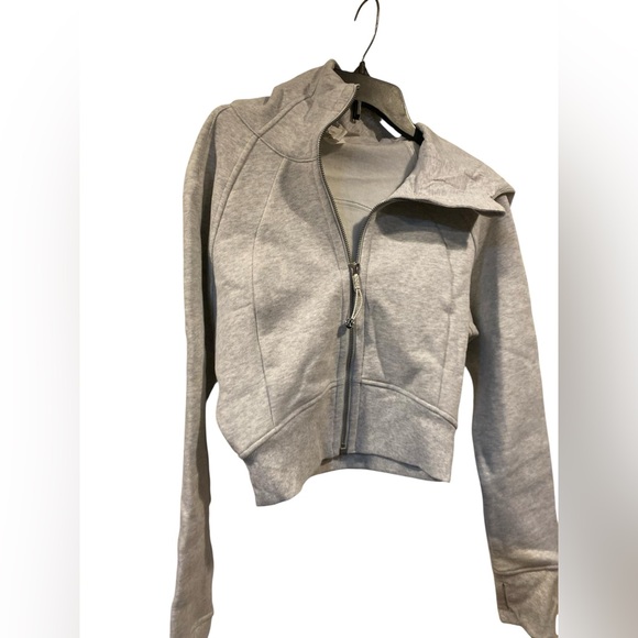 NWT Lululemon scuba full zip cropped hoodie HEATHER GREY Size 4